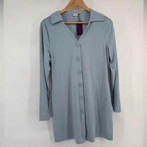 Lascana light Sky blue ribbed long-sleeve polo shirt Dress Women's Sz8-10 NWT